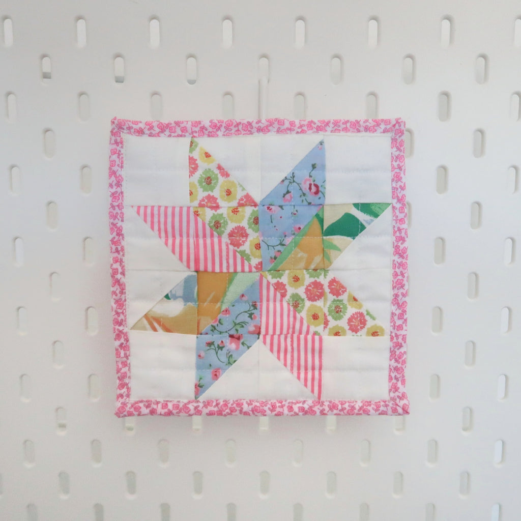 Mini Multicolour Wonky Scrappy Quilt Block Wall Hanging