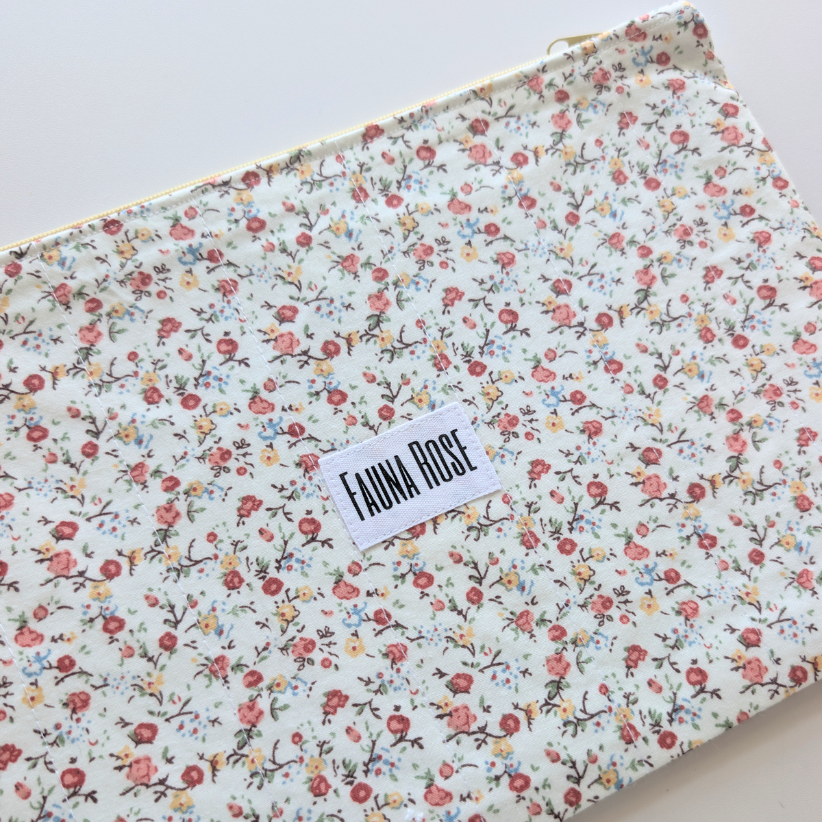 Neutral Floral Large Zipper Pouch