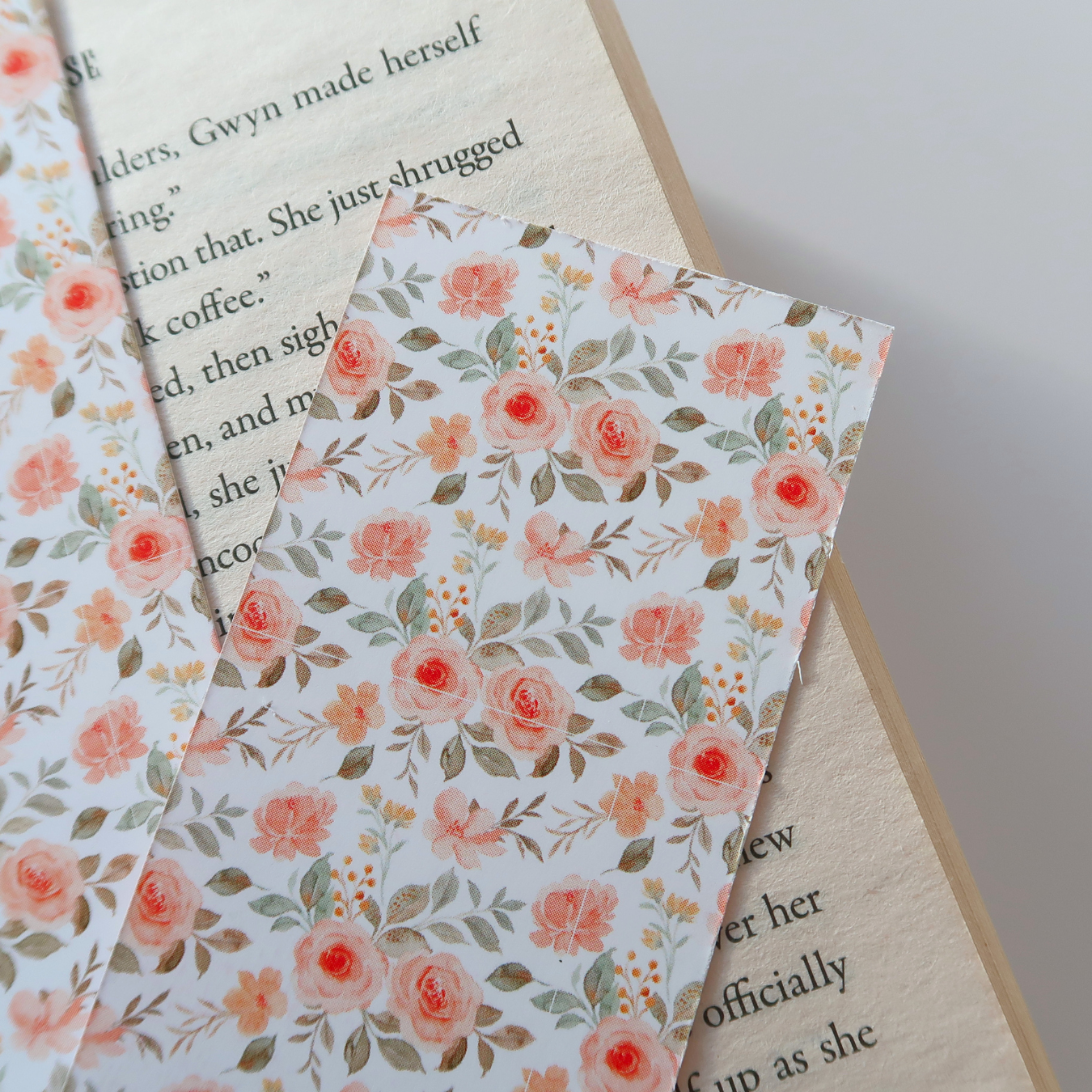 Antique Peach Floral Bookmark