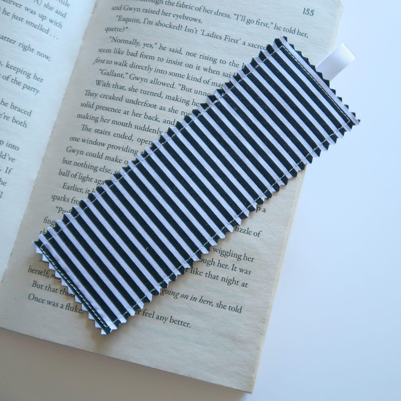 Monochrome Stripe Fabric Bookmark