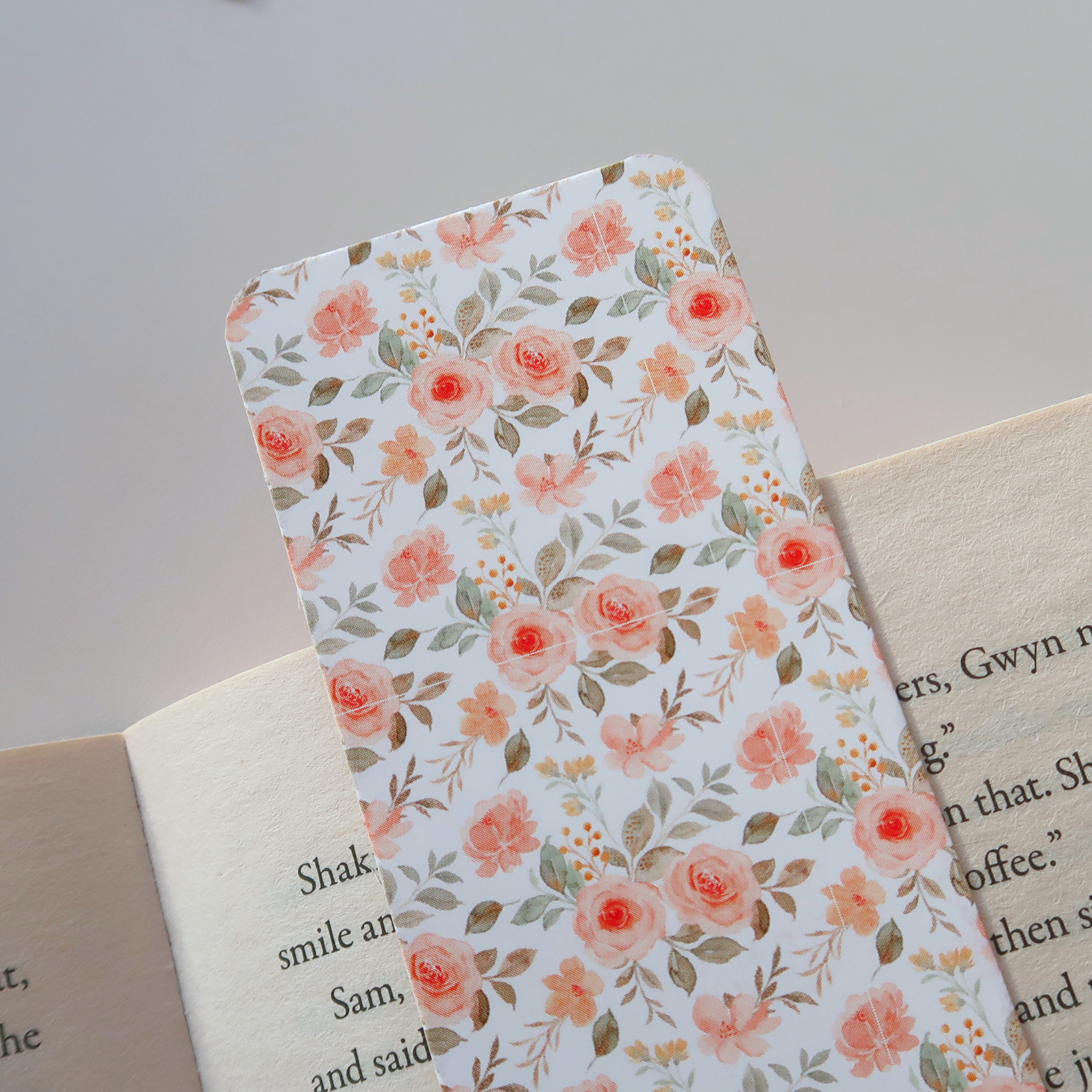 Antique Peach Floral Bookmark