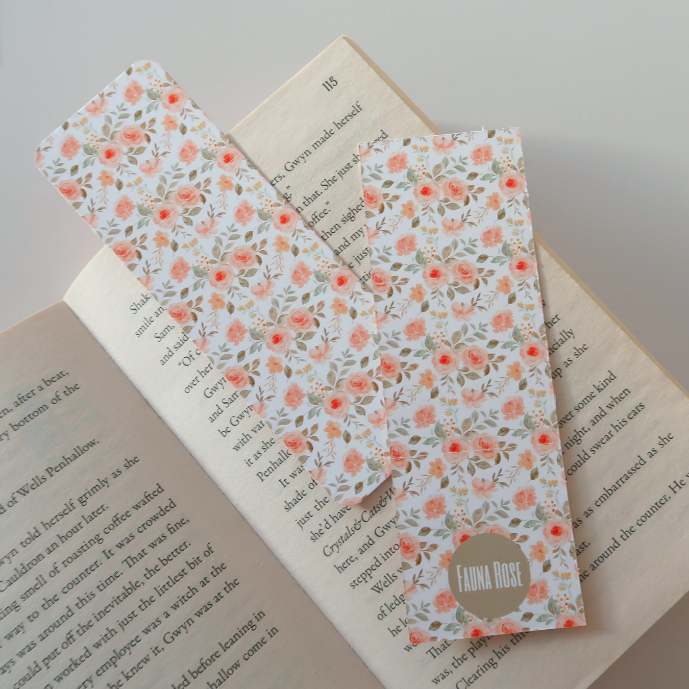 Antique Peach Floral Bookmark
