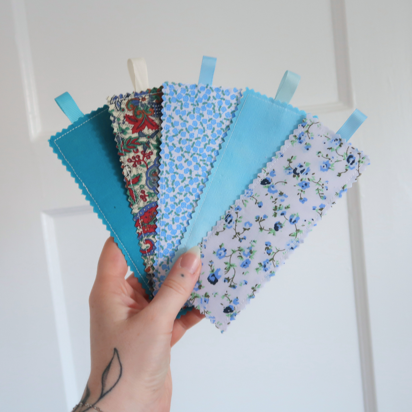 Blue Mixed Prints Fabric Bookmark