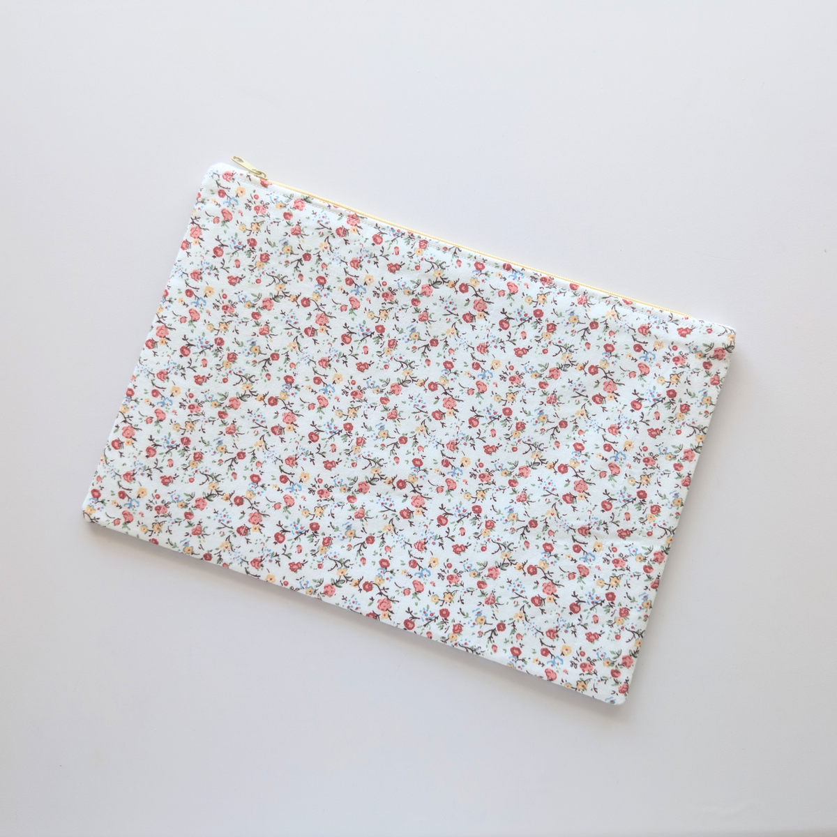 Neutral Floral Large Zipper Pouch