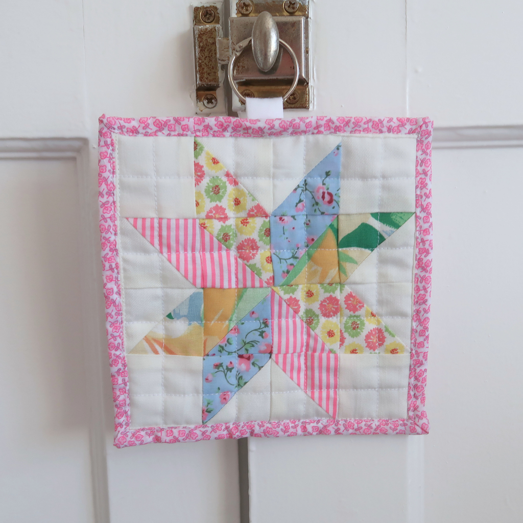 Mini Multicolour Wonky Scrappy Quilt Block Wall Hanging