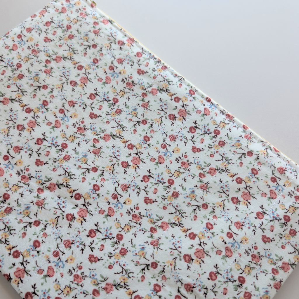 Neutral Floral Large Zipper Pouch