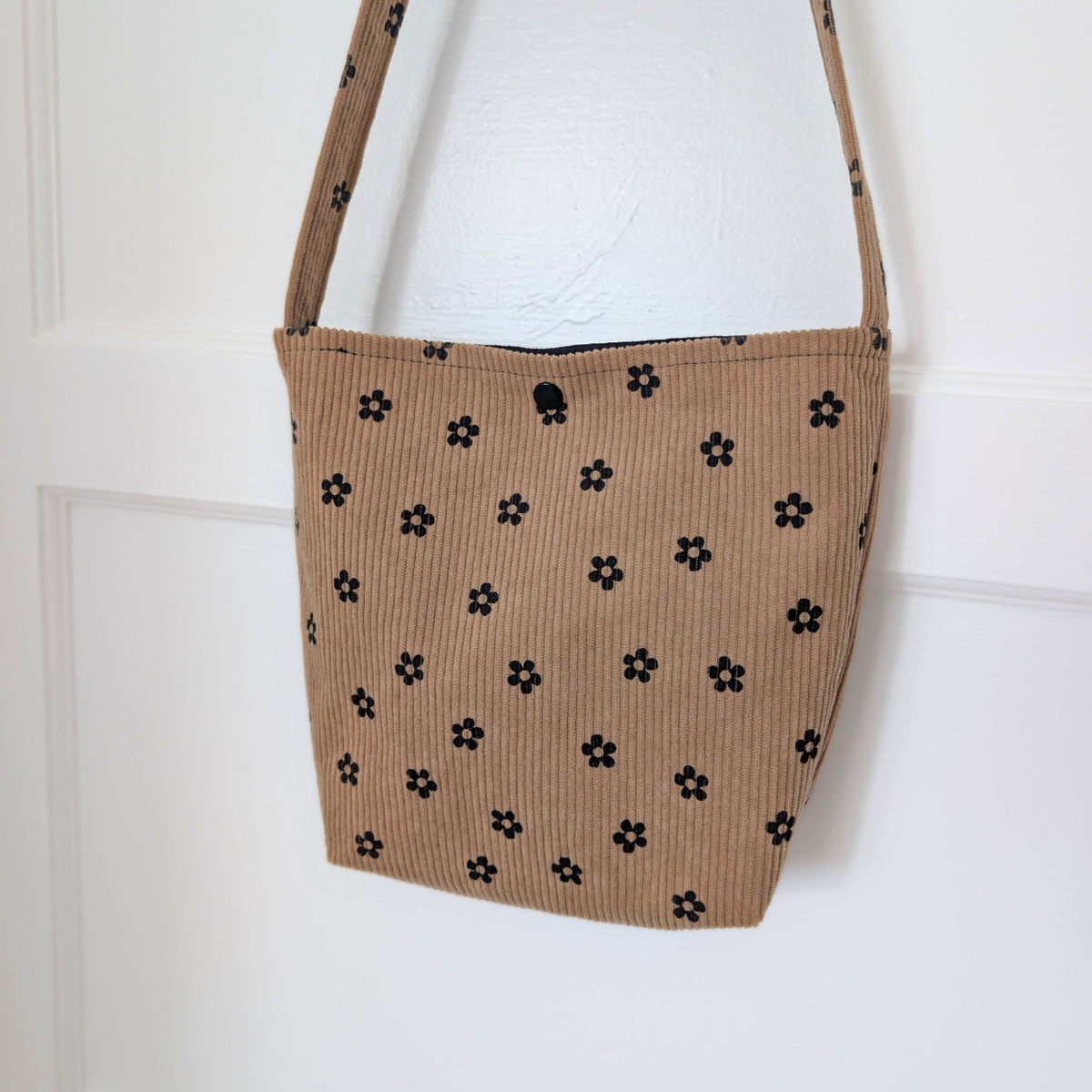 Brown & Black Floral Mini Corduroy Tote Bag