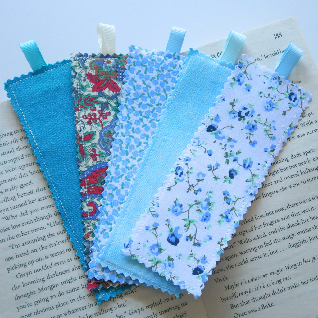 Blue Mixed Prints Fabric Bookmark