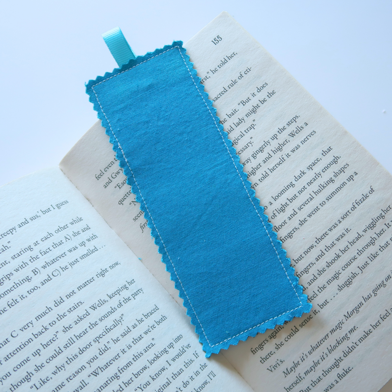 Blue Mixed Prints Fabric Bookmark
