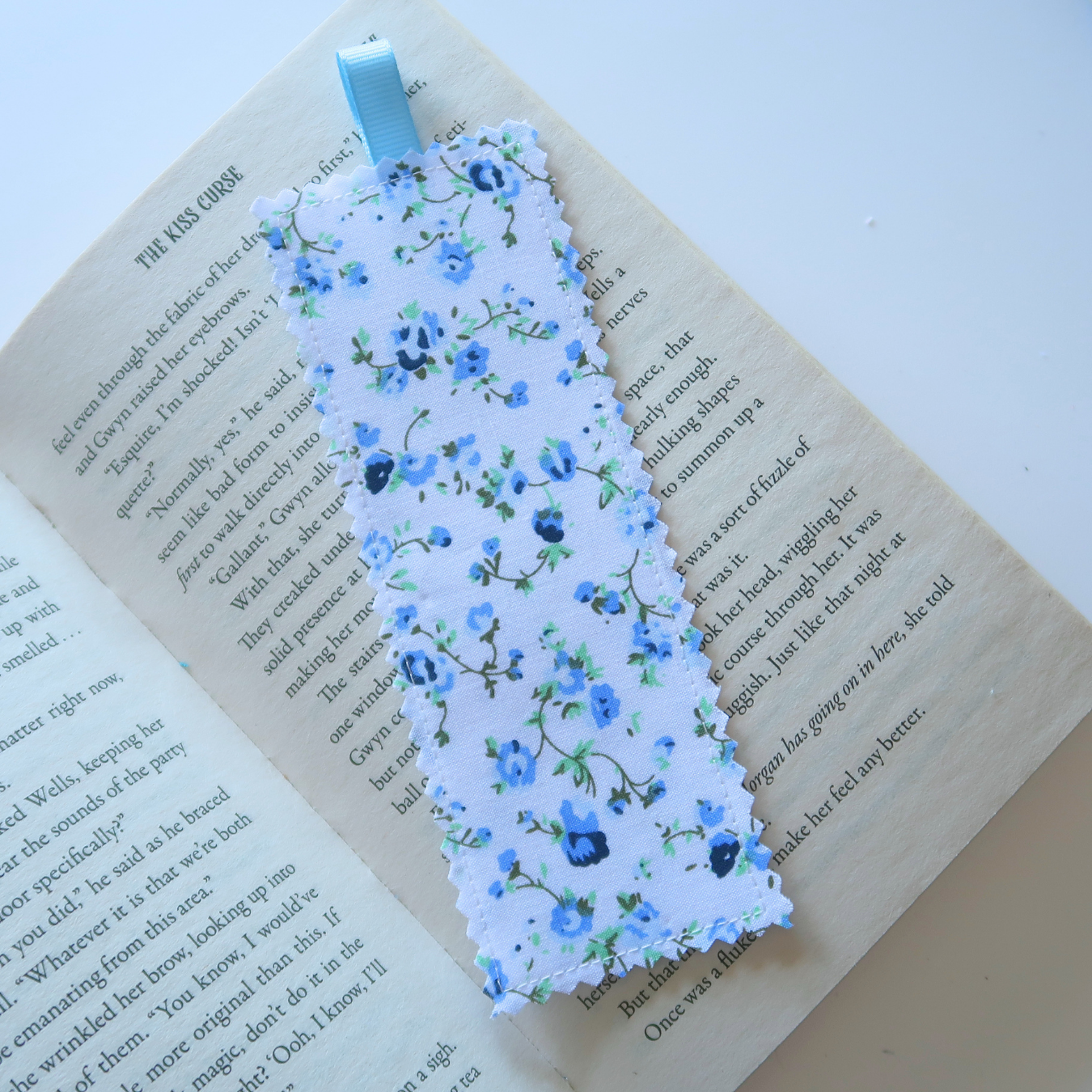 Blue Mixed Prints Fabric Bookmark