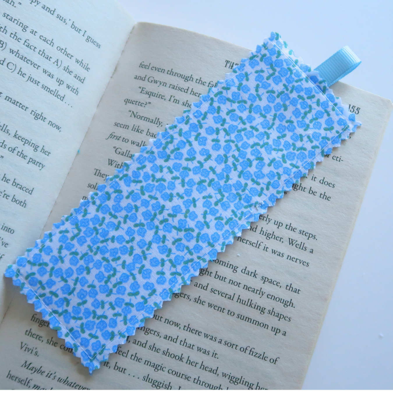 Blue Mixed Prints Fabric Bookmark
