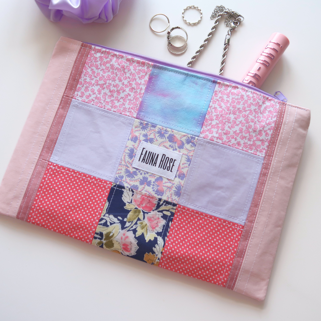 Taylor - Large Patchwork Zipper Pouch