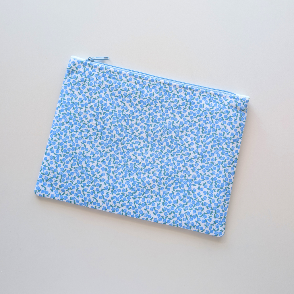 Ditsy Blue Floral Small Zipper Pouch