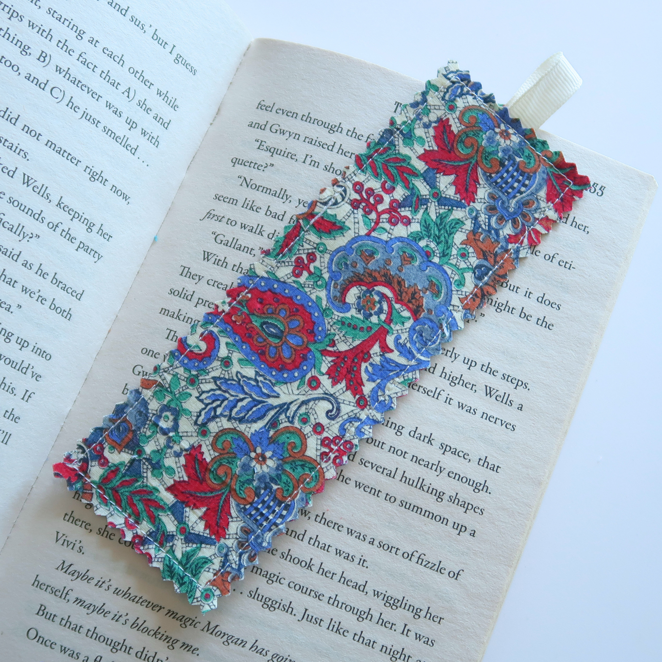 Blue Mixed Prints Fabric Bookmark