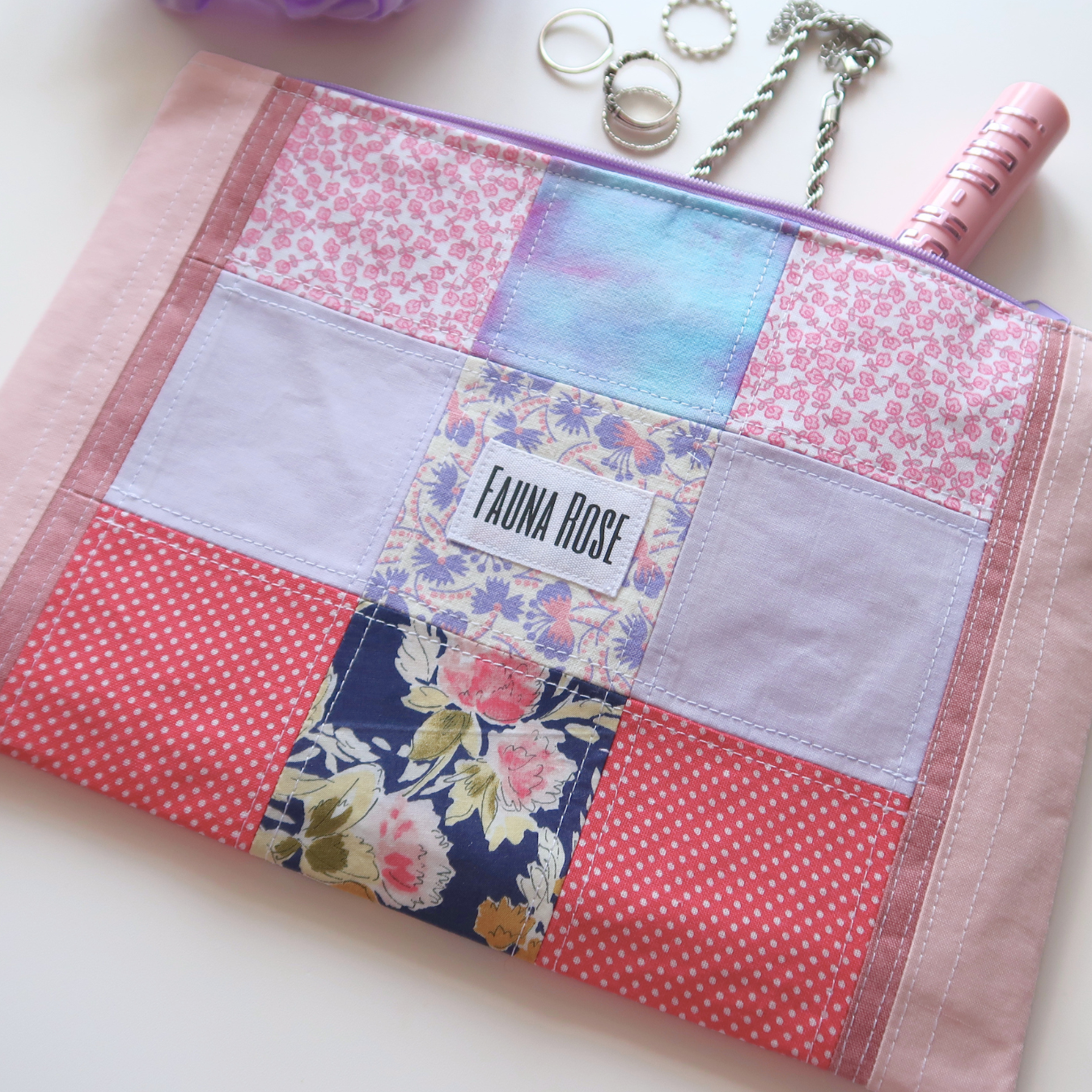 Taylor - Large Patchwork Zipper Pouch