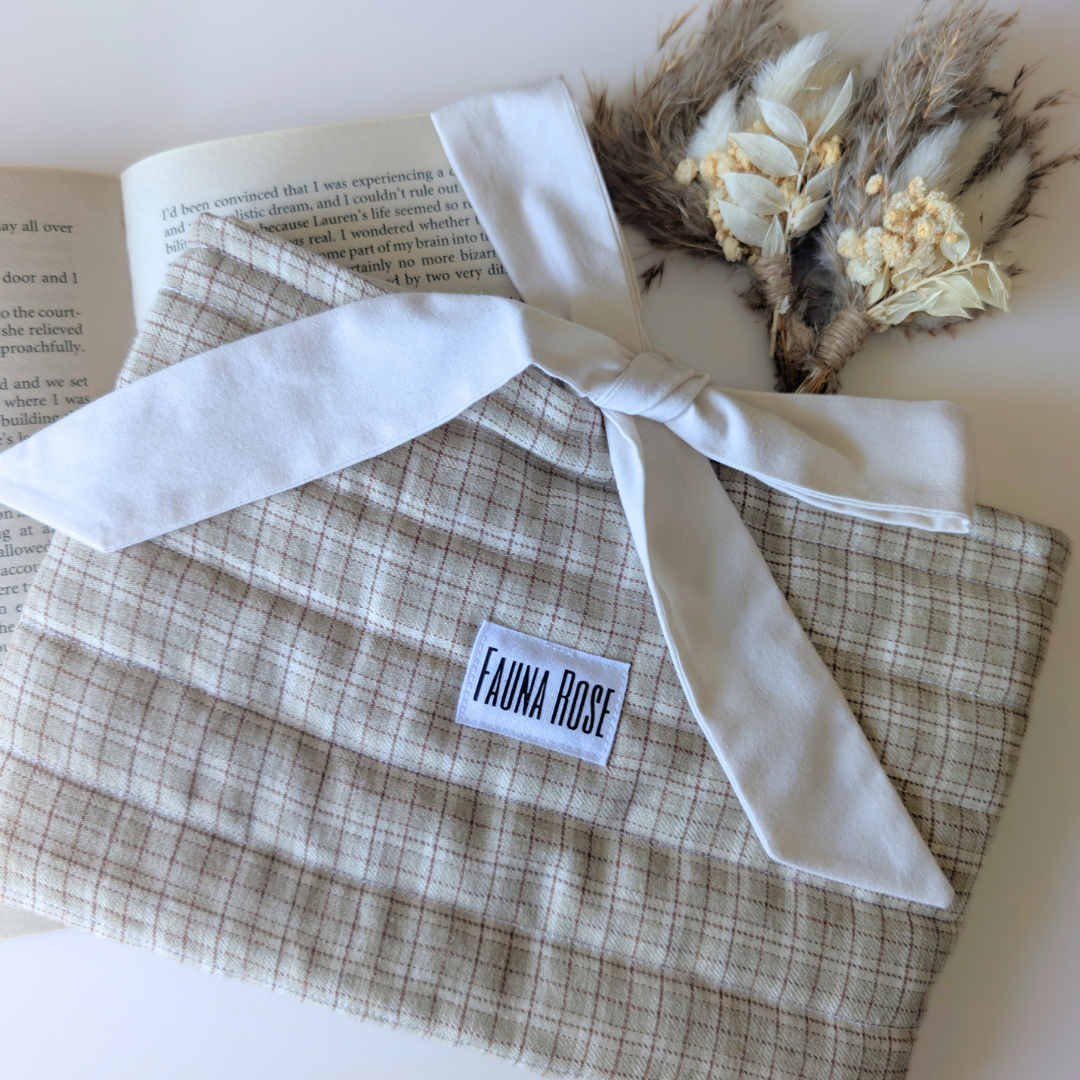 Cream Check Book Sleeve - Medium
