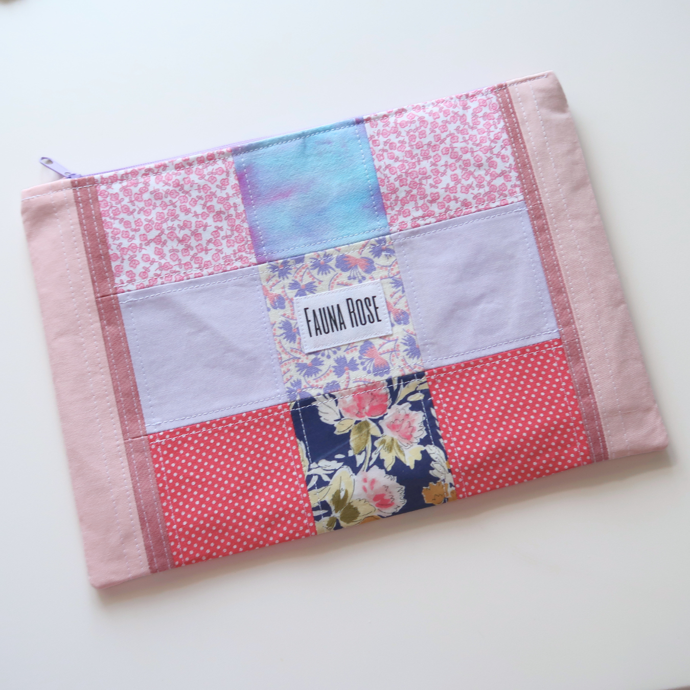 Taylor - Large Patchwork Zipper Pouch