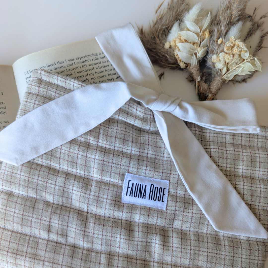 Cream Check Book Sleeve - Medium