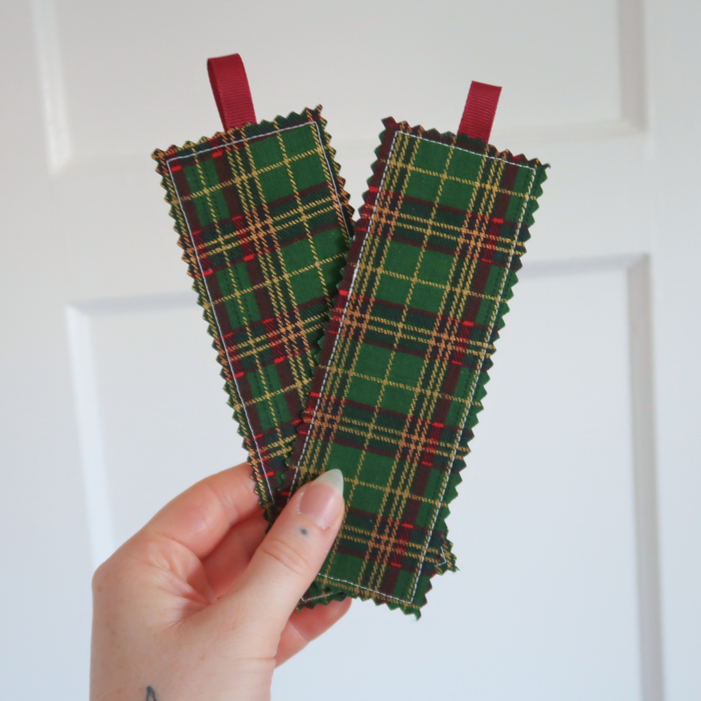 Green Tartan Fabric Bookmark