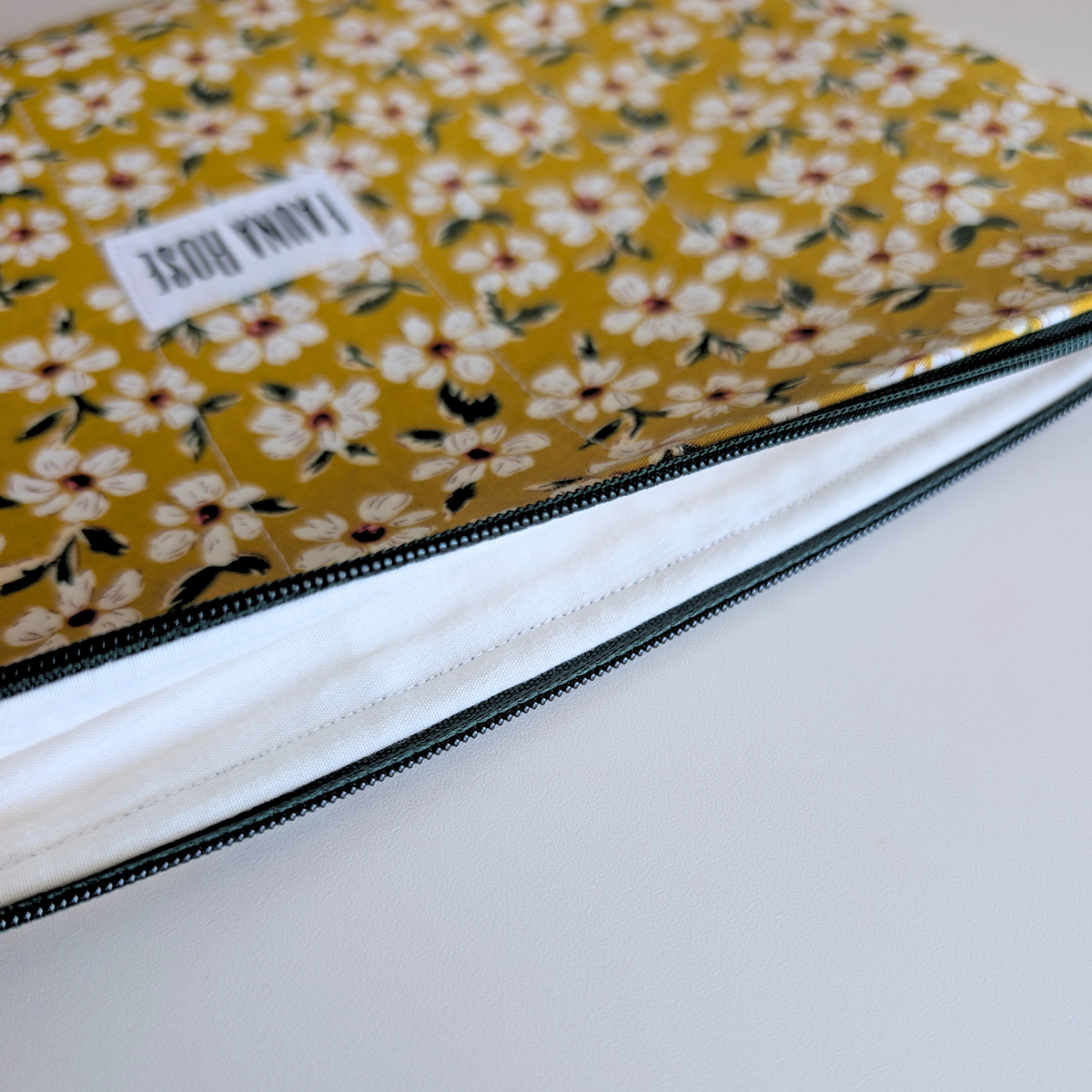 Mustard Floral Large Zipper Pouch