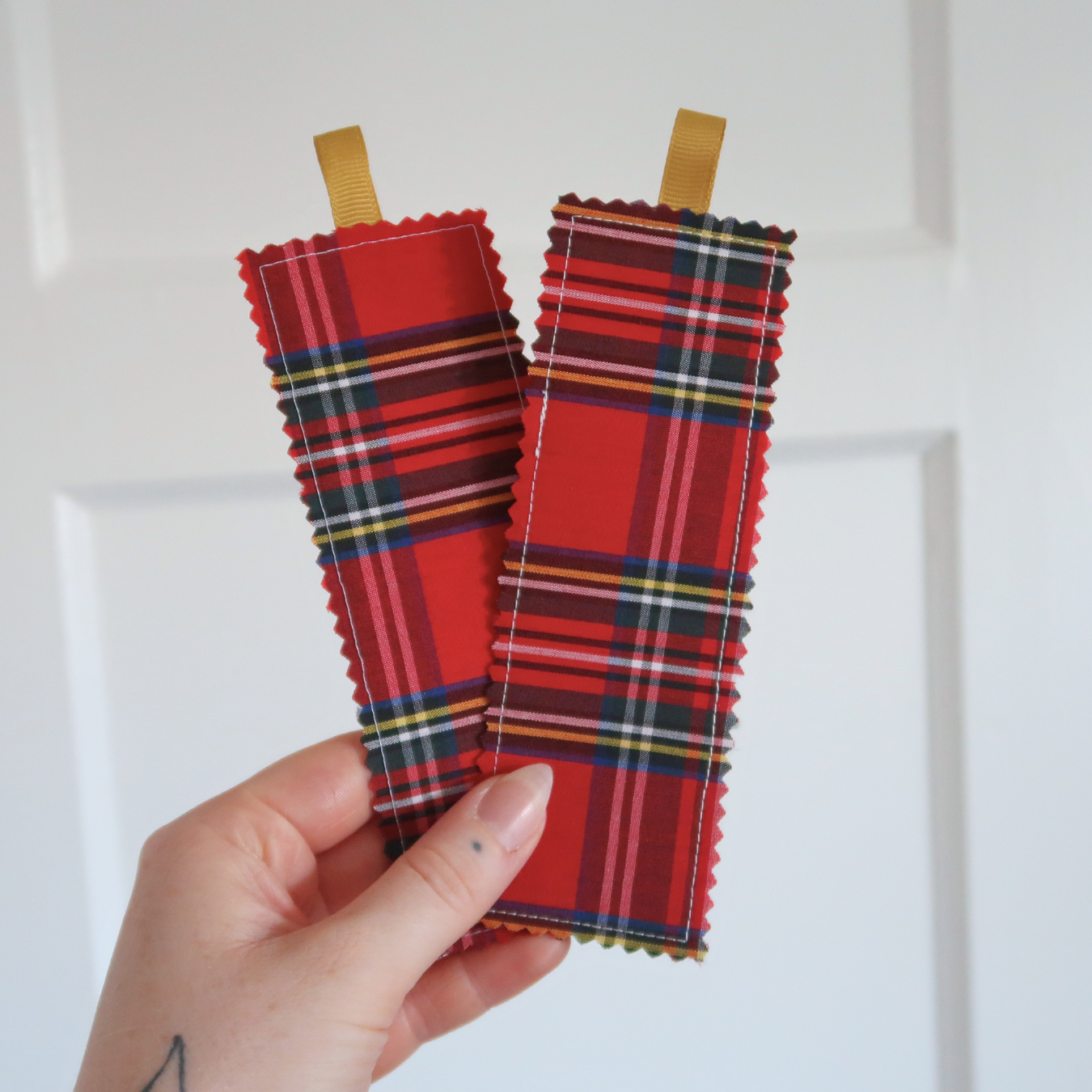 Red Tartan Fabric Bookmark