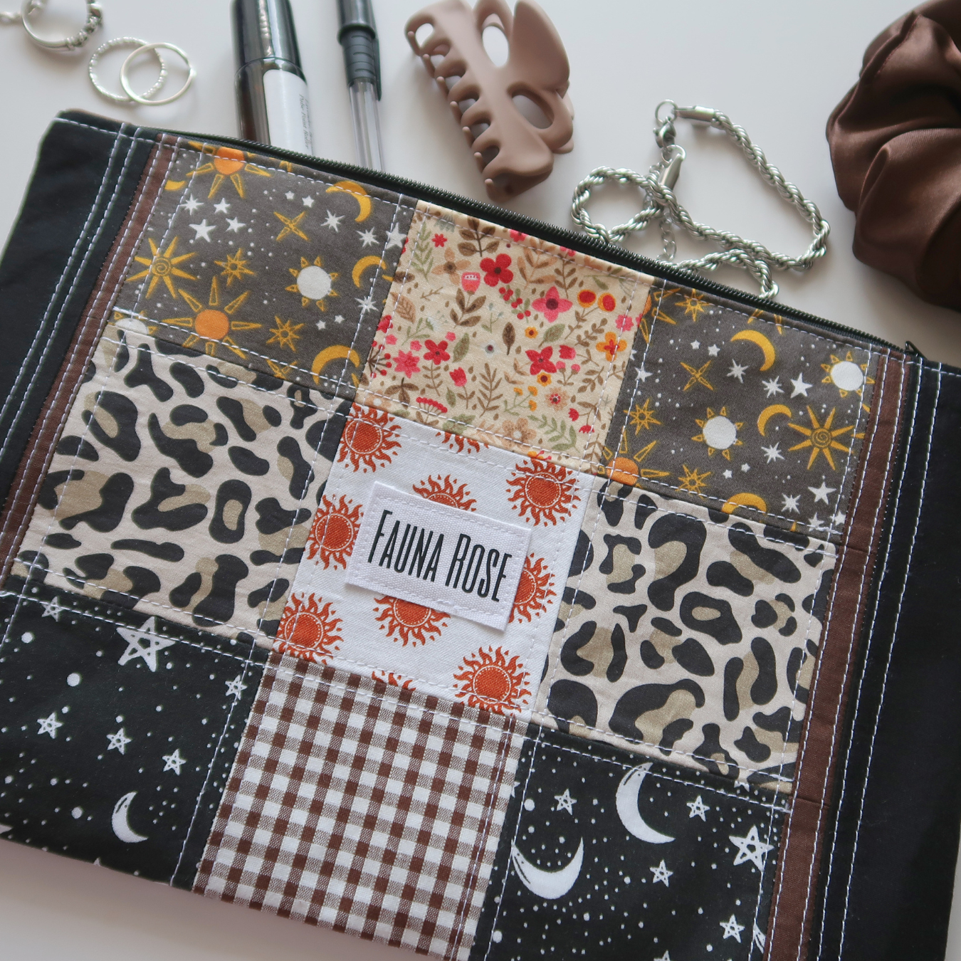Carter - Large Patchwork Zipper Pouch
