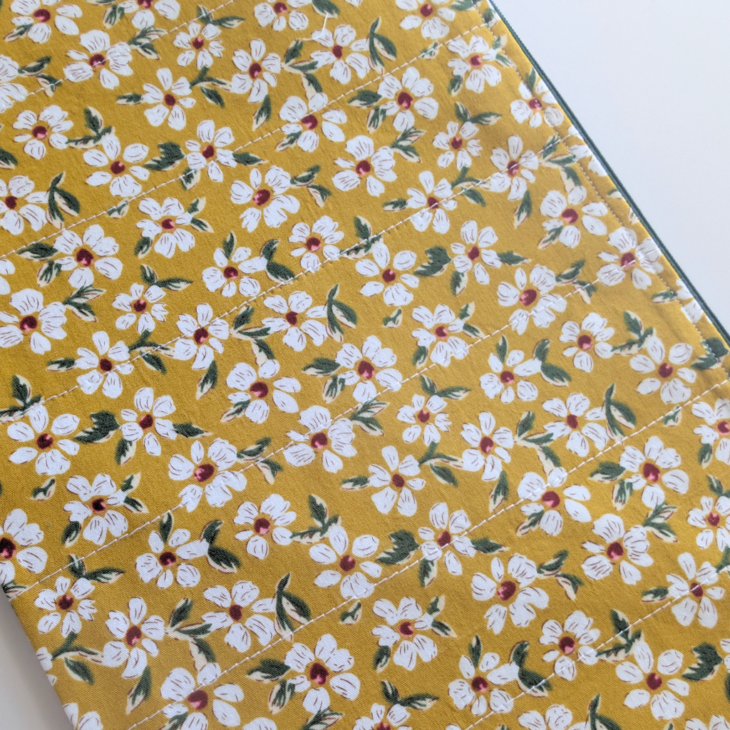 Mustard Floral Large Zipper Pouch