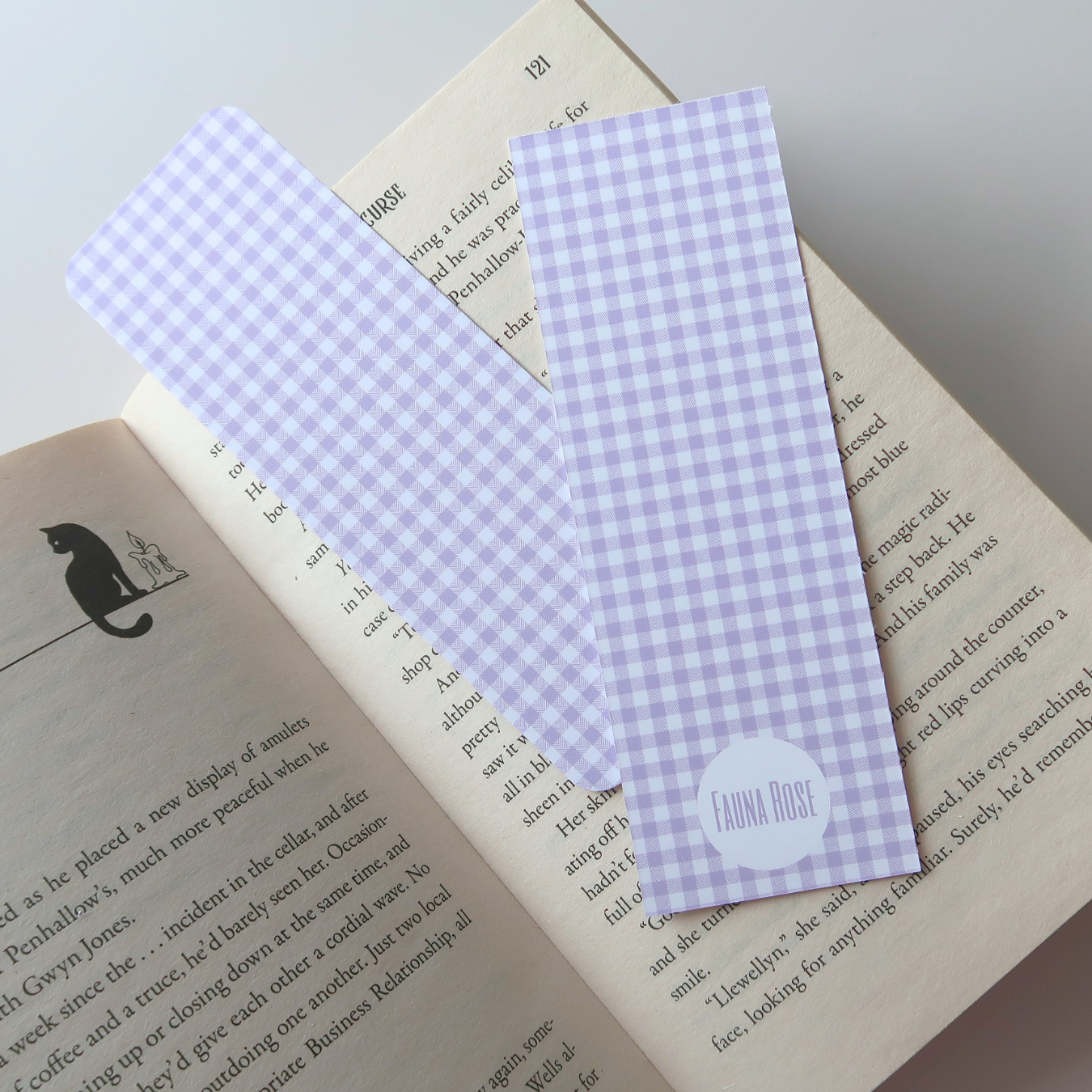 Lilac Gingham Bookmark