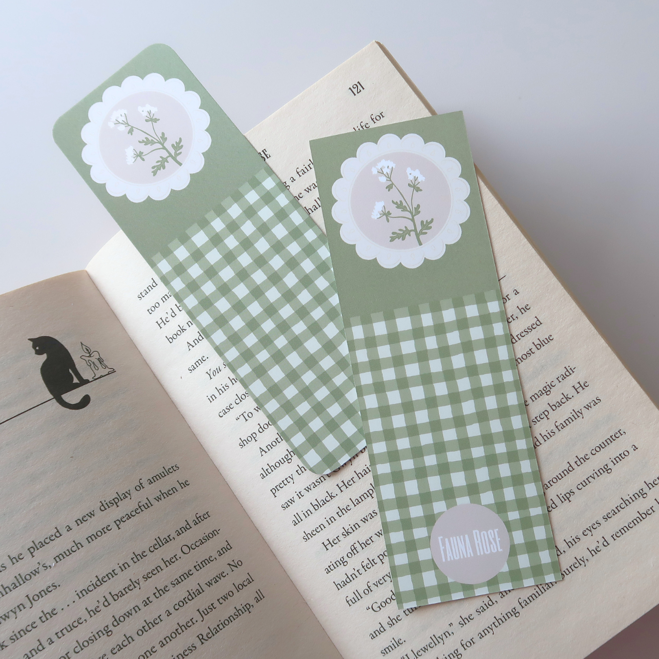 Green Gingham Bookmark