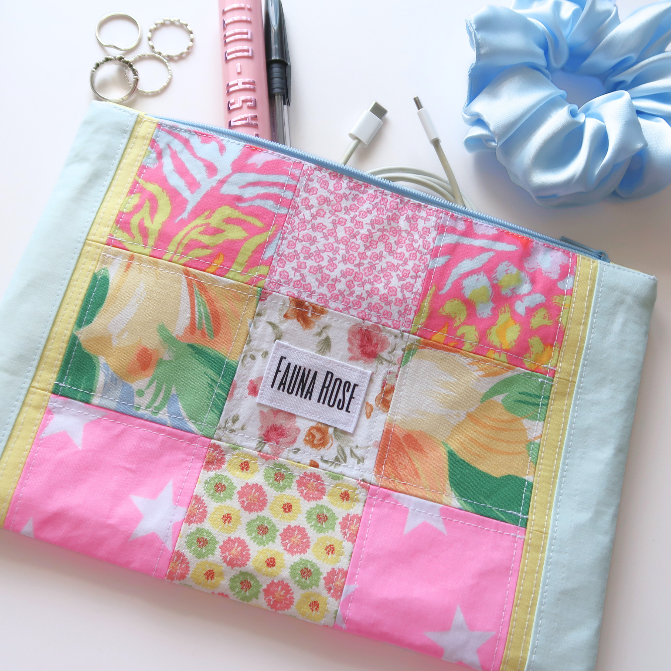 Casey - Large Patchwork Zipper Pouch