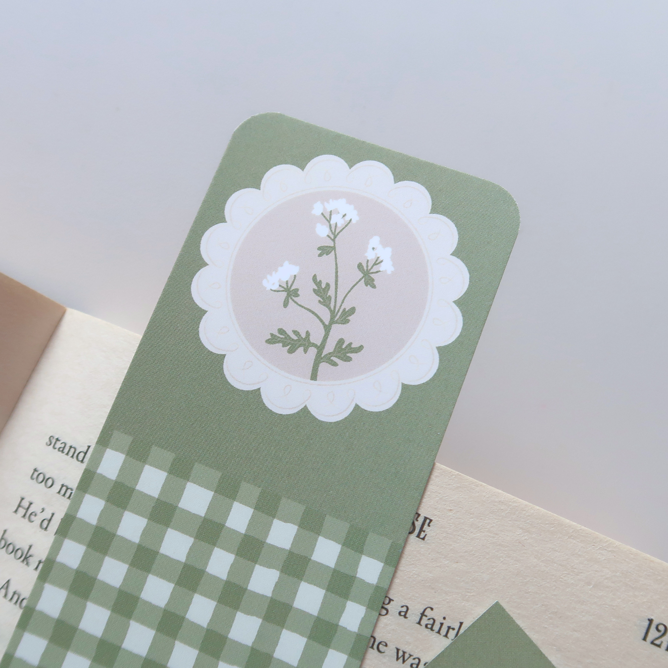 Green Gingham Bookmark
