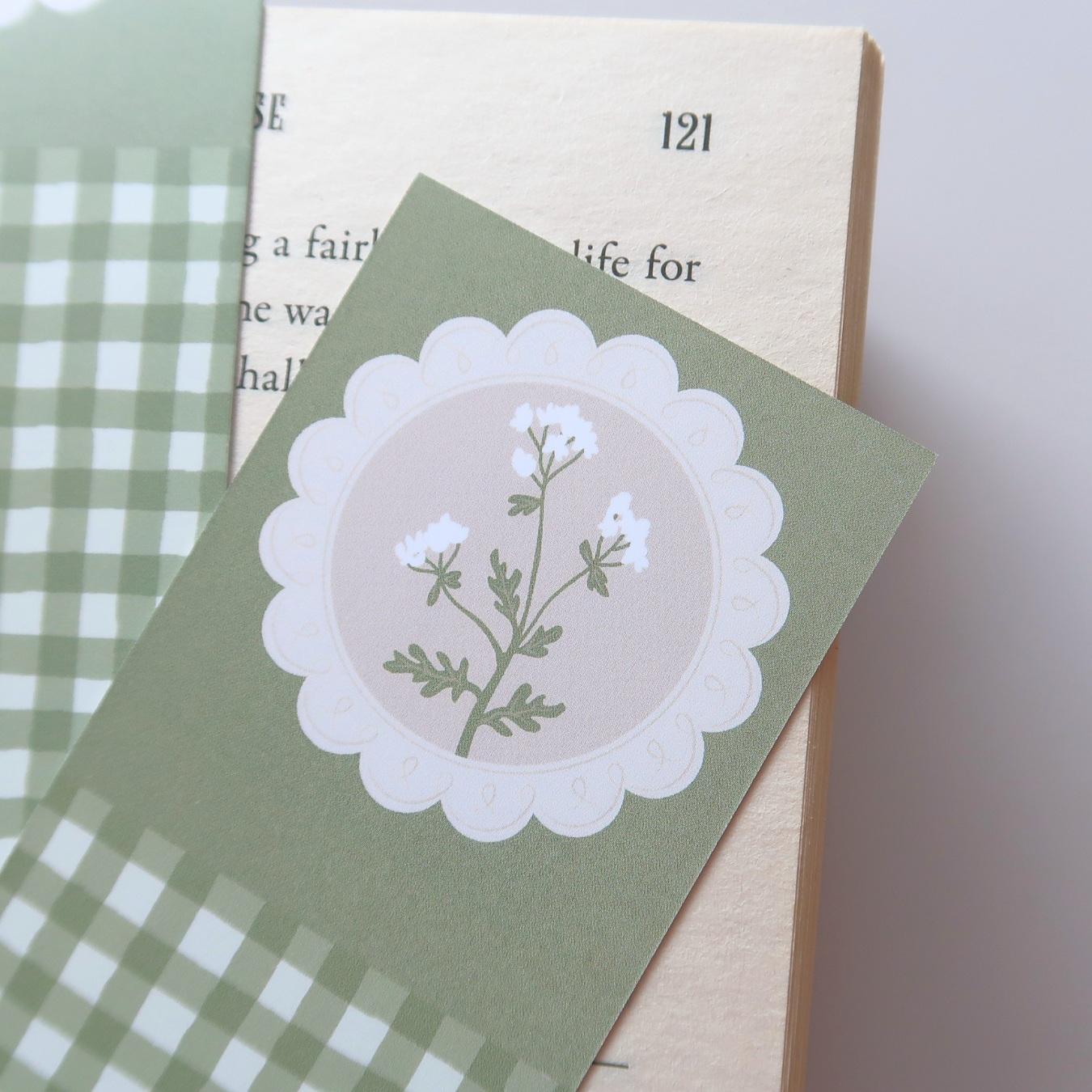 Green Gingham Bookmark