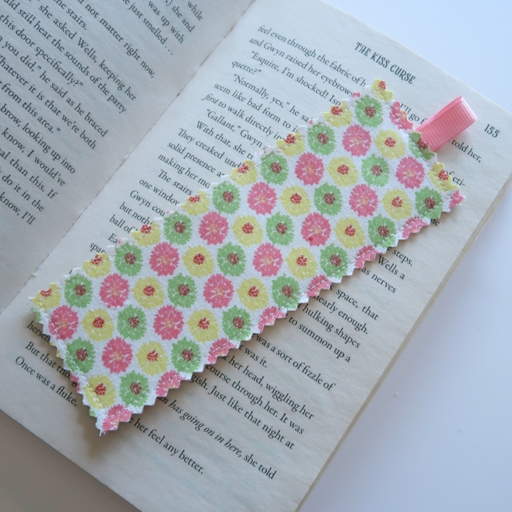 Funky Flower Bursts Fabric Bookmark