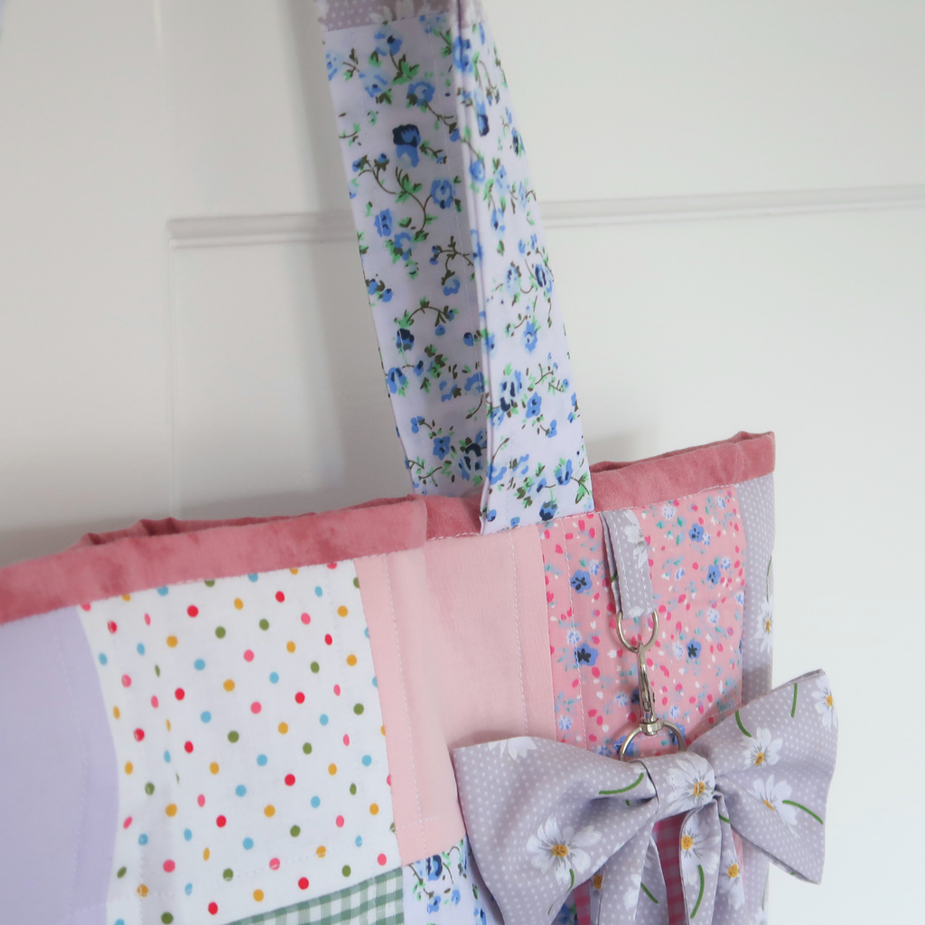 Pastel Picnic Large Tote Bag With Detachable Bow Keychain