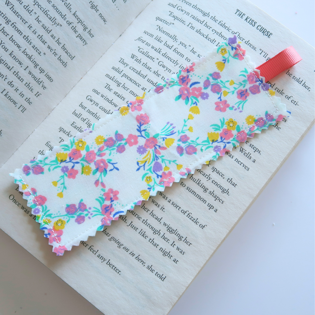 Pink, Purple & Yellow Florals Fabric Bookmark