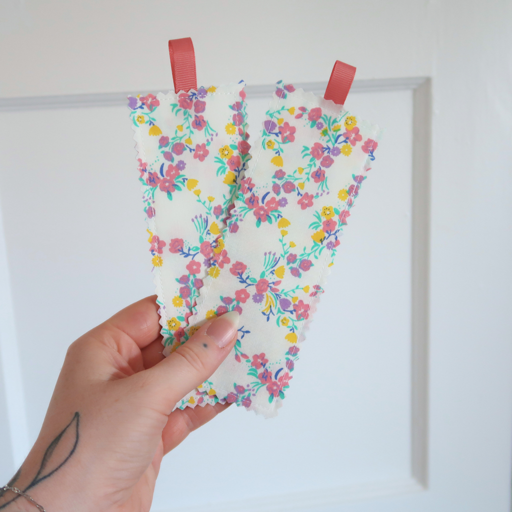 Pink, Purple & Yellow Florals Fabric Bookmark