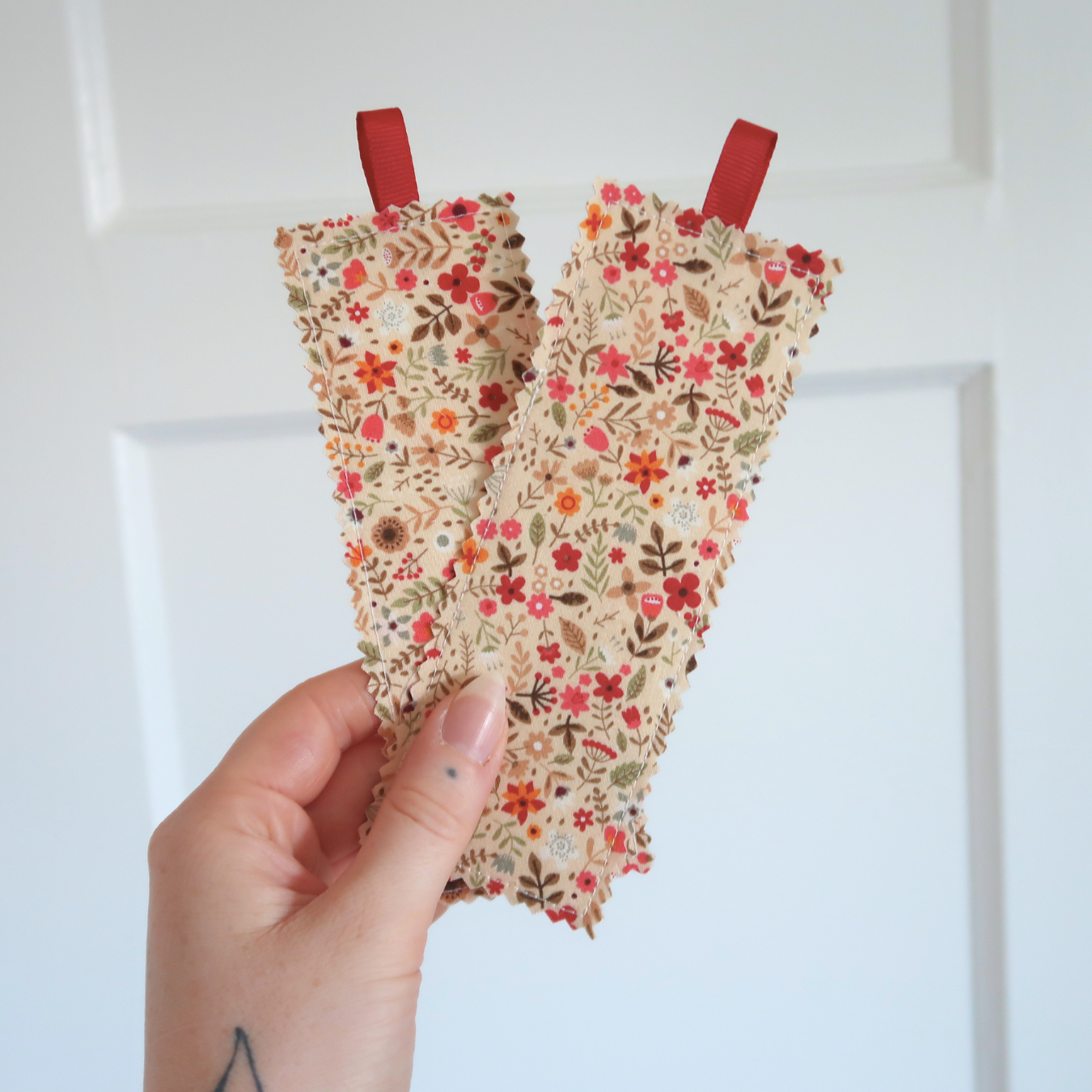 Cute Autumn Floral Fabric Bookmark
