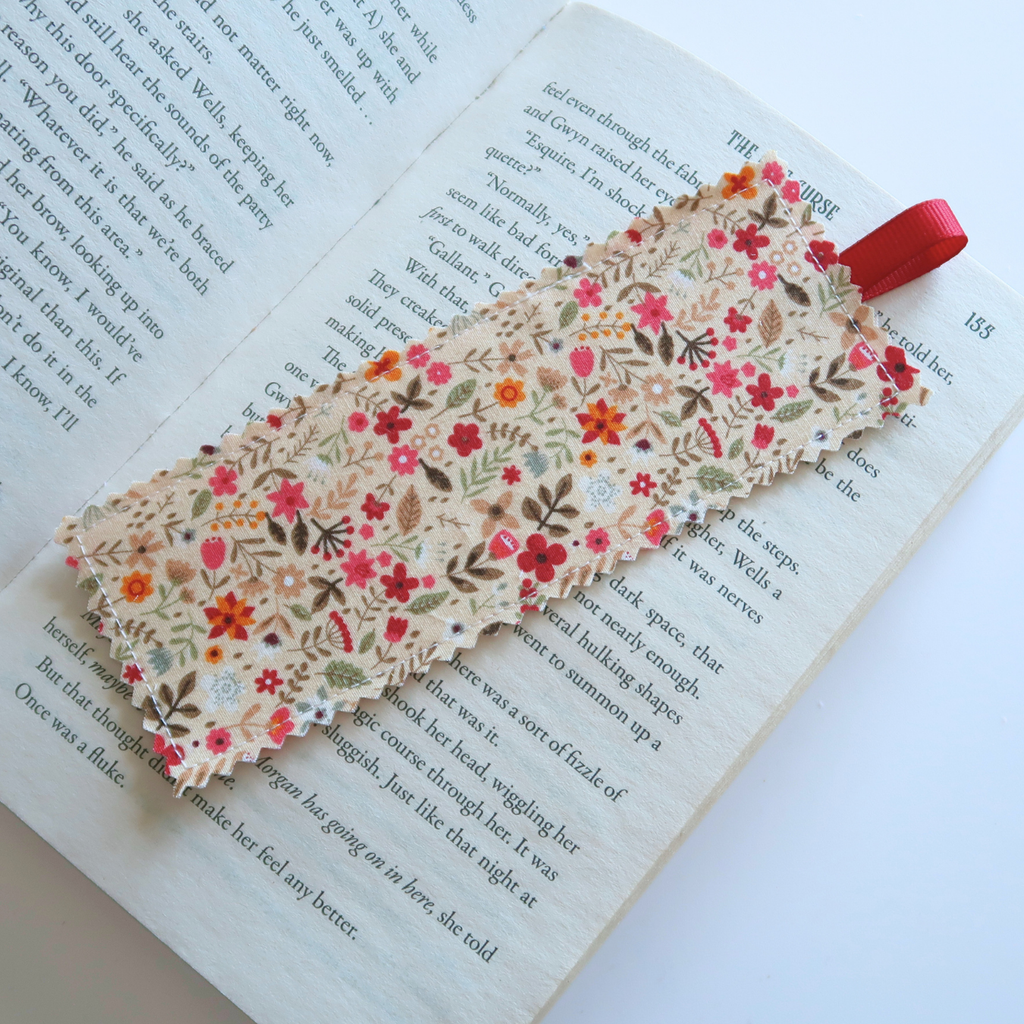 Cute Autumn Floral Fabric Bookmark