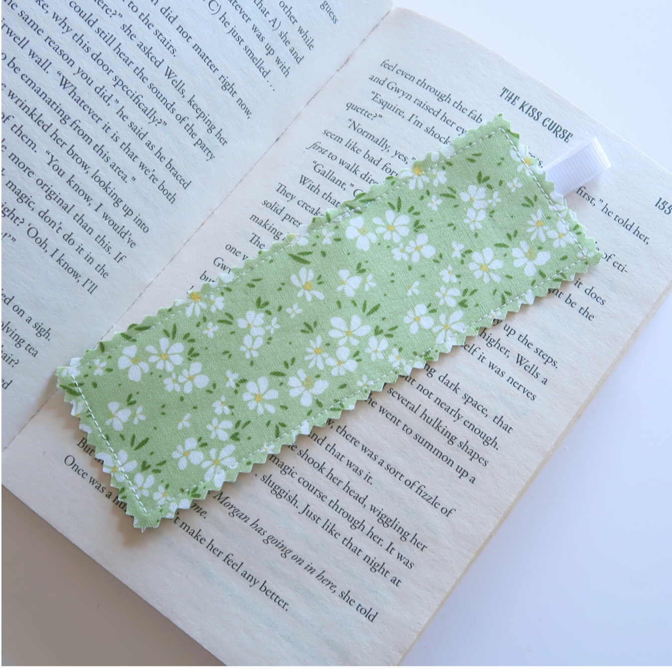 Green Floral Fabric Bookmark