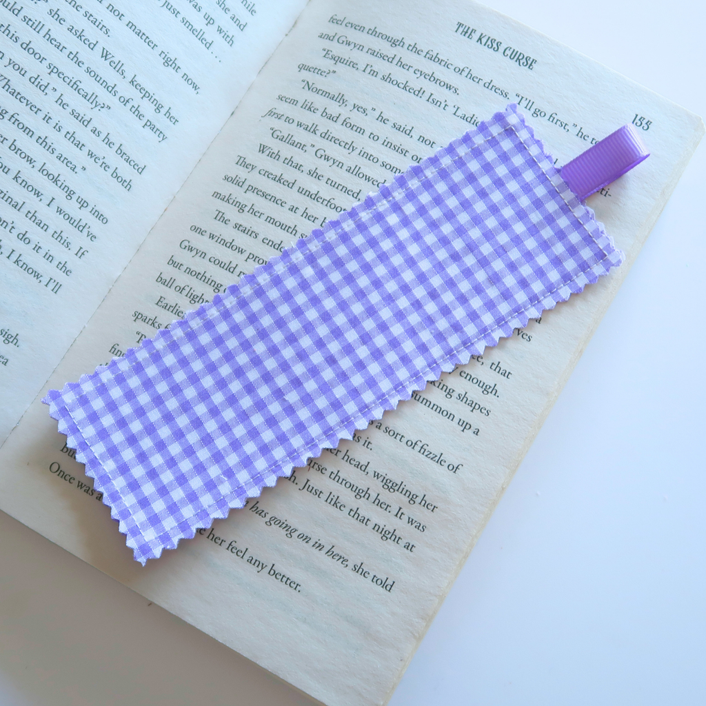 Lilac Gingham Fabric Bookmark