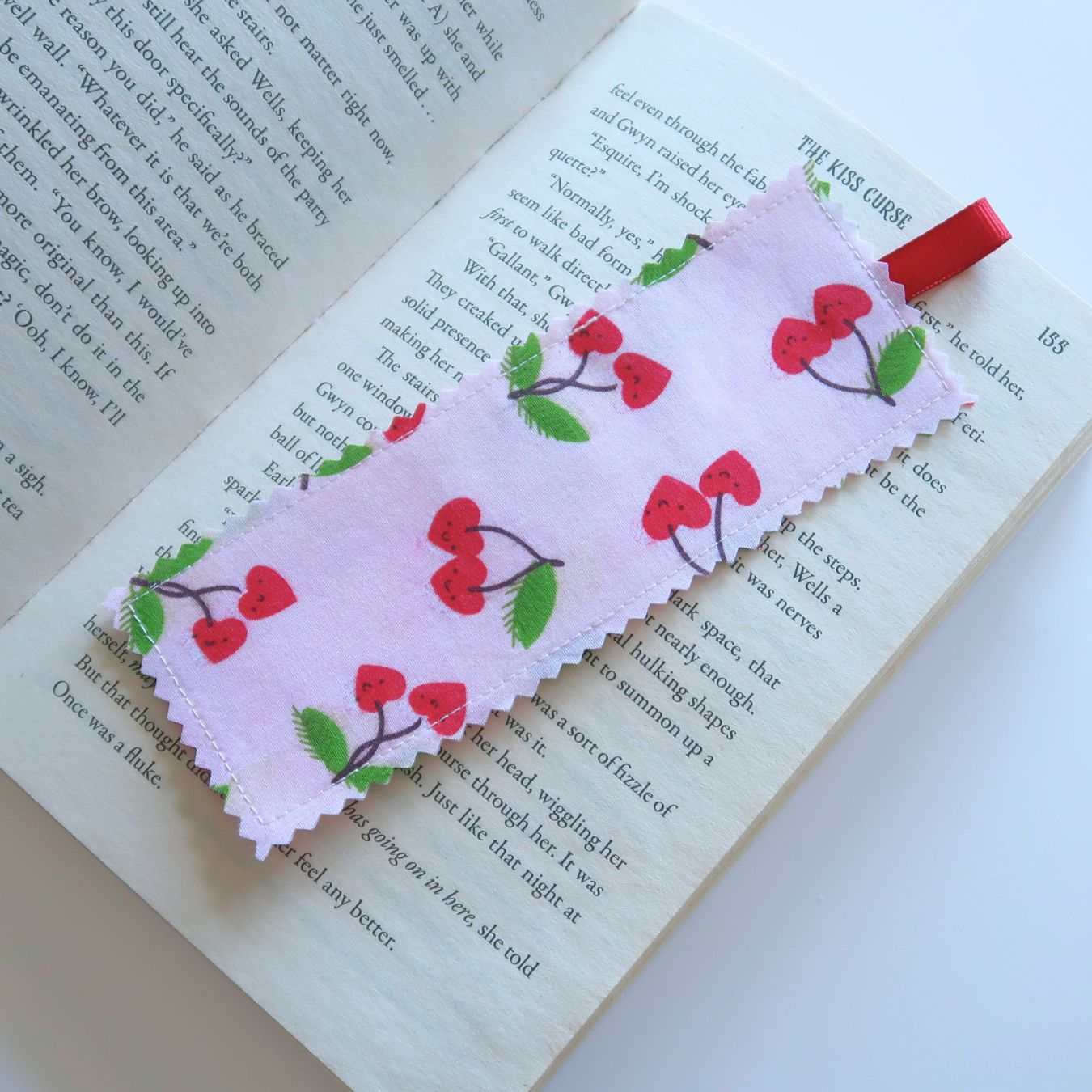 Cherry Fabric Bookmark