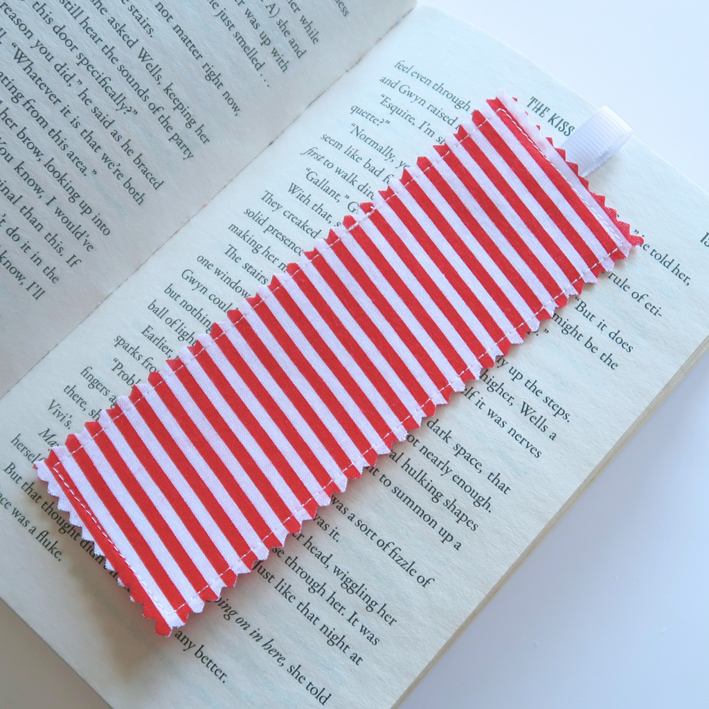 Red Candy Stripes Fabric Bookmarks