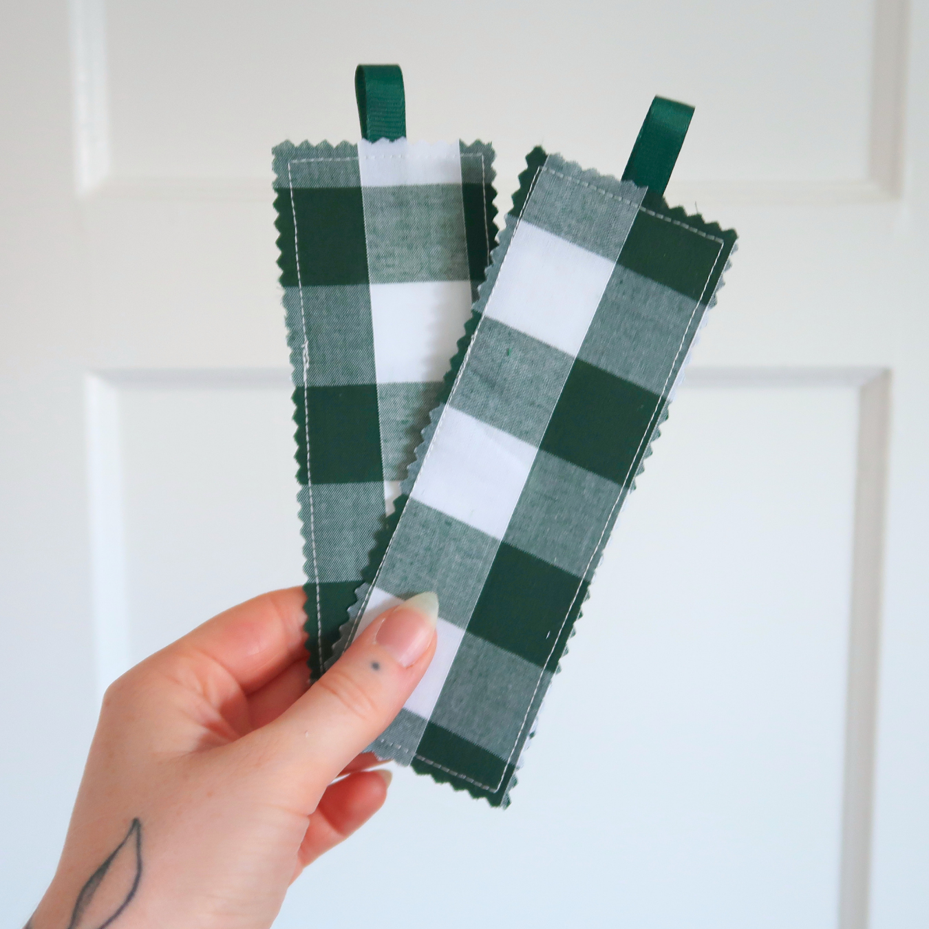 Green Gingham Fabric Bookmarks
