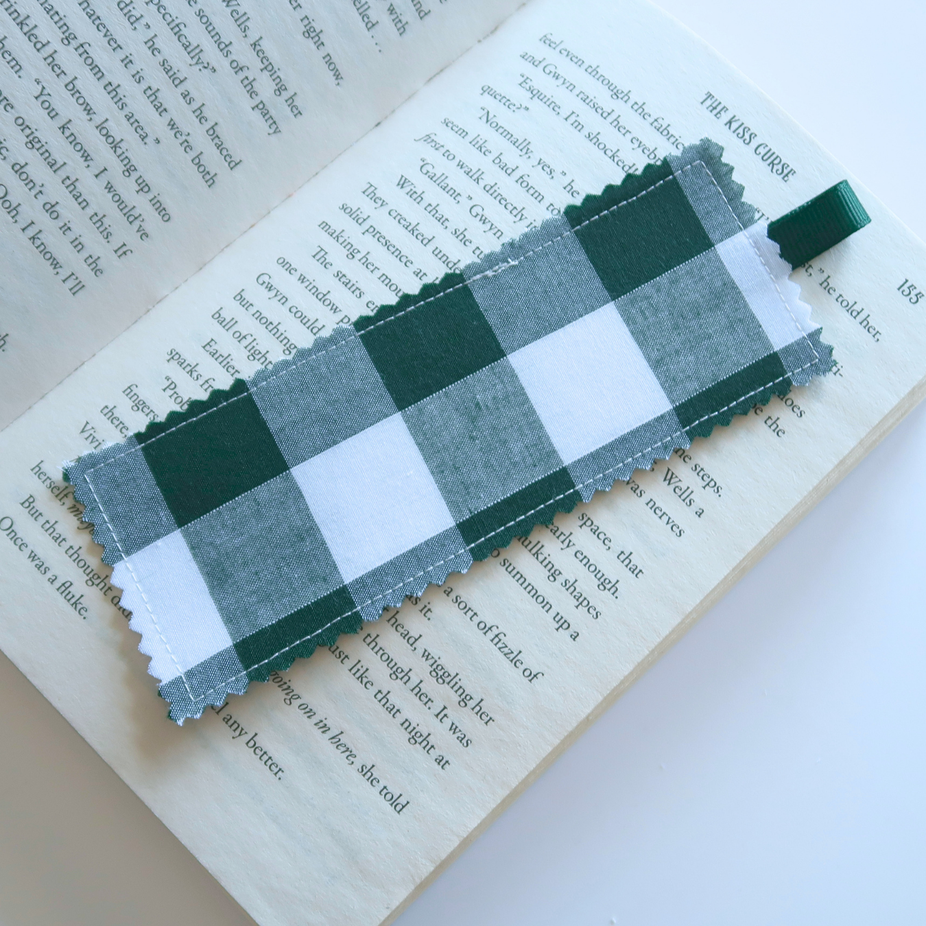 Green Gingham Fabric Bookmarks