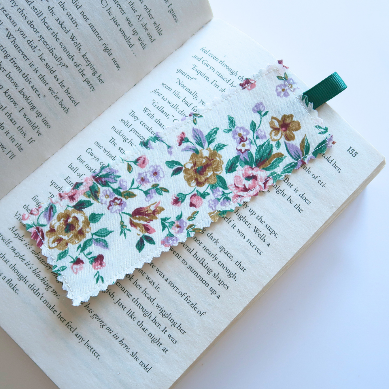 Pops of Green Fabric Bookmark