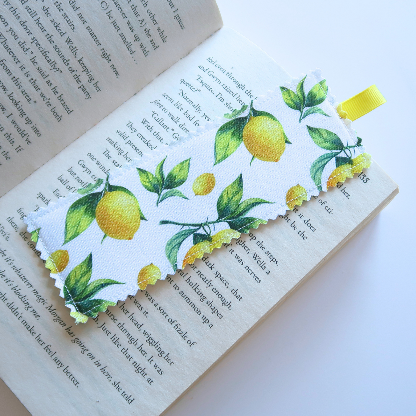 Pops of Green Fabric Bookmark