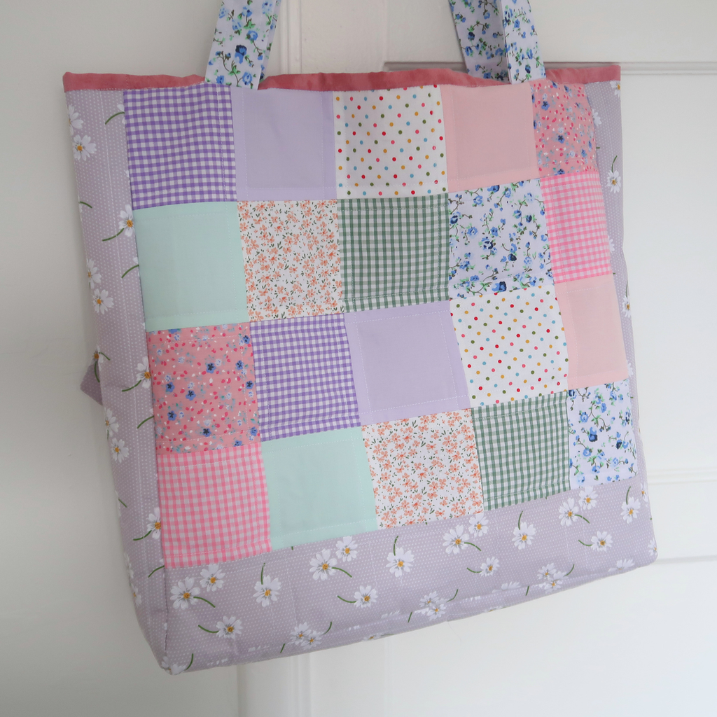 Pastel Picnic Large Tote Bag With Detachable Bow Keychain