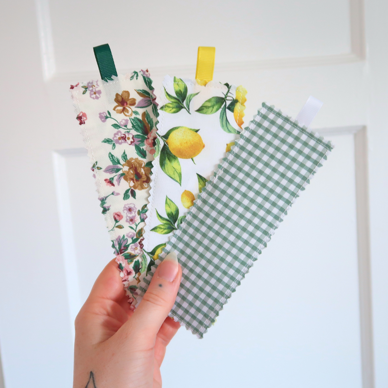 Pops of Green Fabric Bookmark