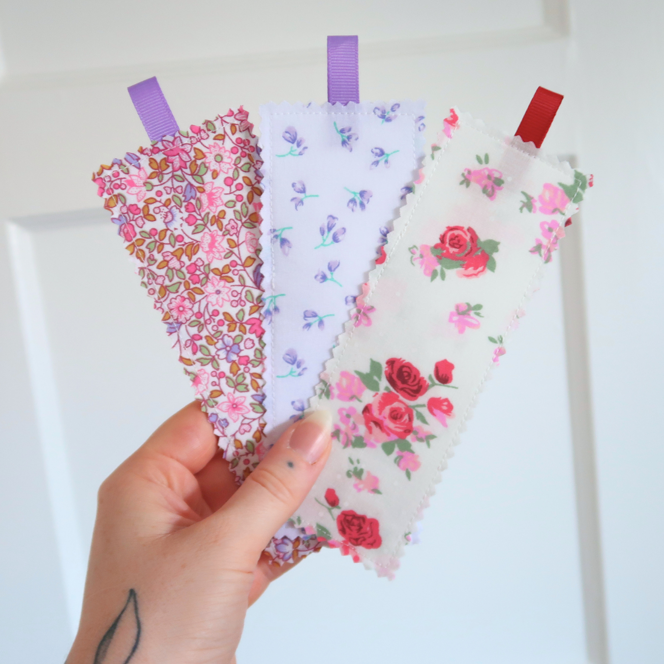 Purple & Pink Florals Fabric Bookmarks