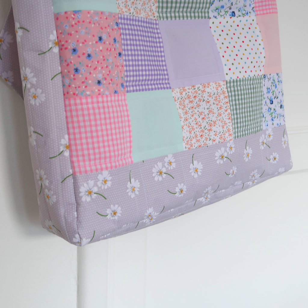 Pastel Picnic Large Tote Bag With Detachable Bow Keychain